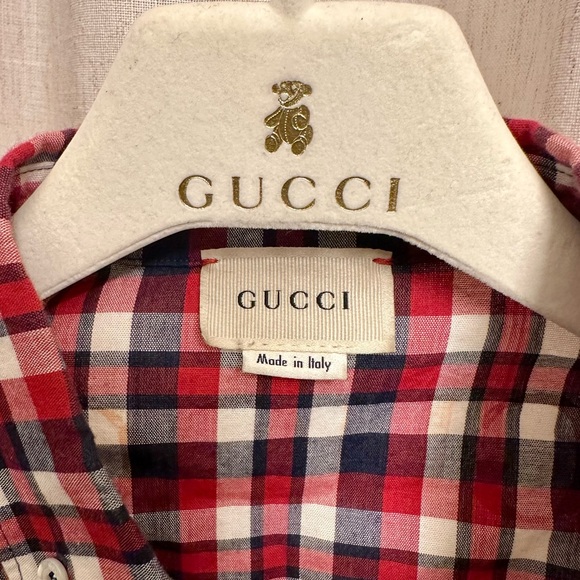 GUCCI Kids Plaid Button Down Shirt 8 - Picture 6 of 11
